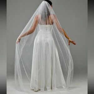 Brand new, never used pearl wedding veil for bride in ivory 99 inch length